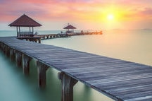 sunset view at the wooden bridge sunset view at the wooden bridge